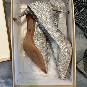 Silver closed- toe Heels